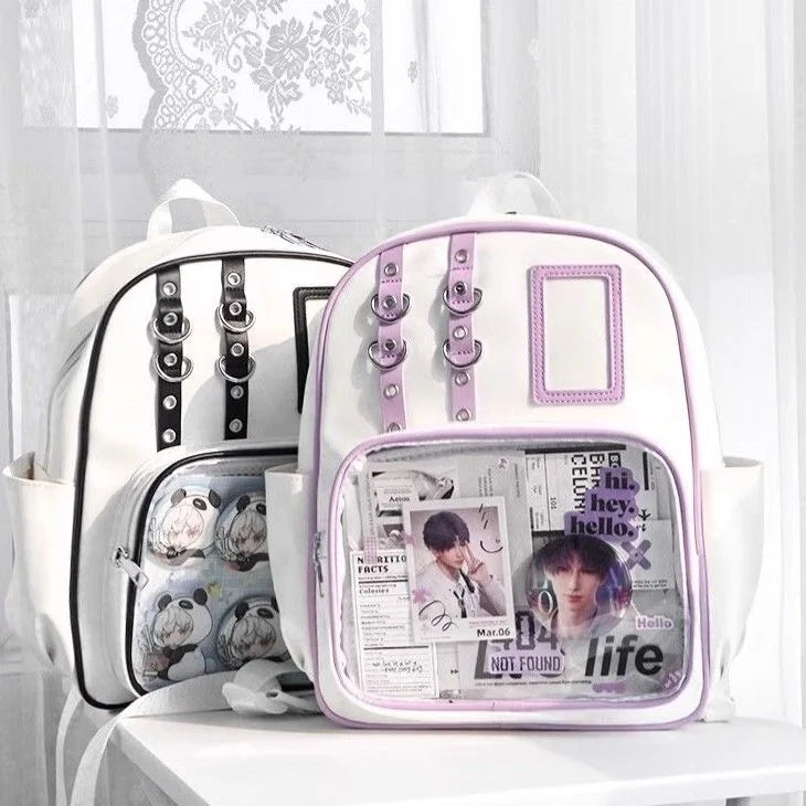 Y2K Nette Mini Rucksack Frauen Kawaii Ita Tasche Süße Mädchen Transparent Rucksack DIY Persönlichkeit Display Rucksack Lolita Schulter Tasche
