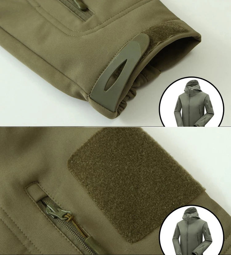 Männer Winter Herbst Warme Softshell Fleece Kapuze Cargo Jacken Camping Wandern Klettern Jagd Angeln Outdoor Winddicht M-5XL
