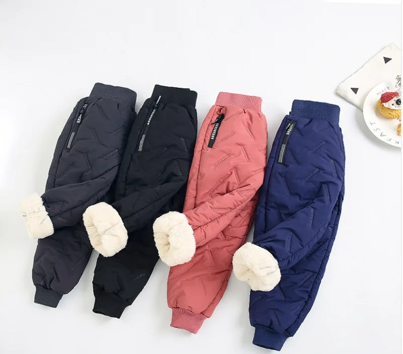 Winter Gepolsterte Hosen Kinder Dicke Plus Samt Warme Hosen Jungen Lamm Wolle Baumwolle Lange Hosen Herbst Kinder Casual Sport Hosen
