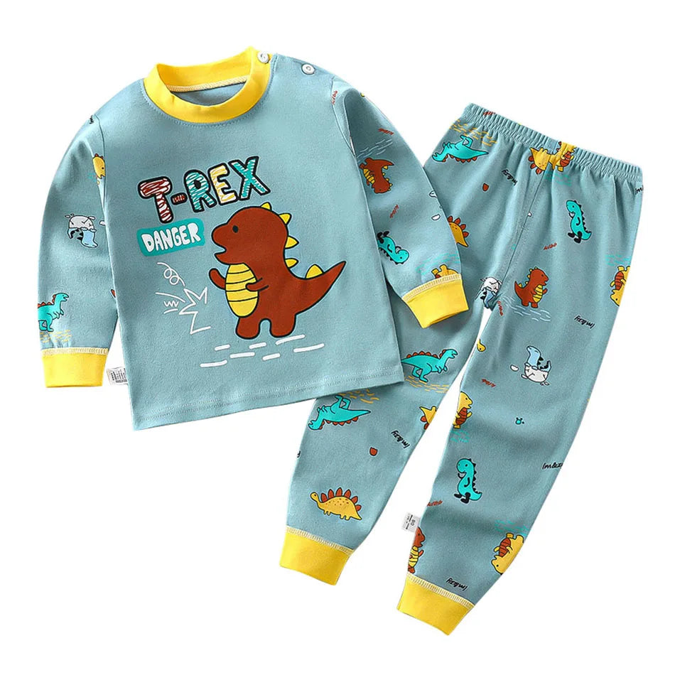 Baumwolle Kinder Pyjamas Set für Jungen Mädchen Herbst und Winter Cartoon Schlafen Loungewear Kinder Nacht Nachtwäsche Hause Tragen Kleidung
