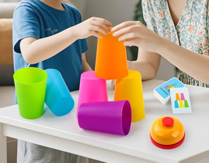 Montessori Spielzeug Mini Stapel Tasse Spiel Mit Karte Pädagogische Intellektuelle Aufklärung Farbe Erkenntnis Logik Training Kinder