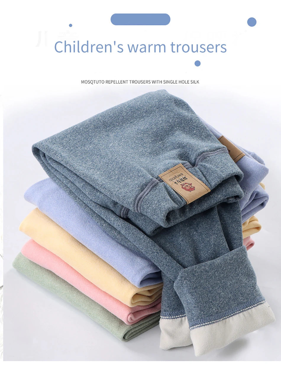 Kinder-Hosen mit Fleece-Futter für Teenager, Jungen und Mädchen, warme und gemütliche elastische Winterhosen, Kleidung, geeignet für Herbst und Winter