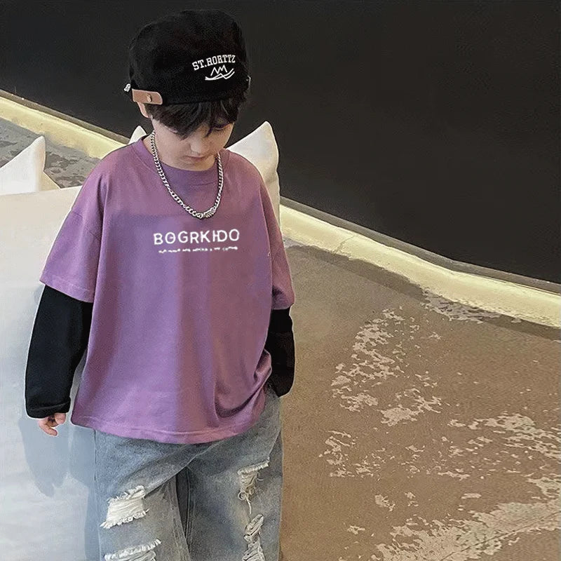 zweiteilige Frühlings- und Herbst-Kinderkleidung von 8 bis 12 Jahren, Jungen-Kind-T-Shirt, Kinderkleidung, Jungen, 7-jährige Kleidung, 10