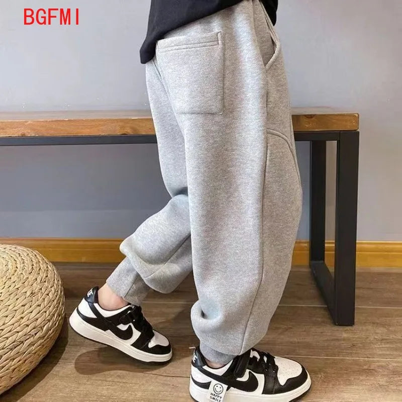 4-12Y Frühling Herbst Kinder Einfarbig Lose Sweatpant Teen Jungen Knöchel Länge Hose Winter Jogger Junge Elastische Taille Sport hosen