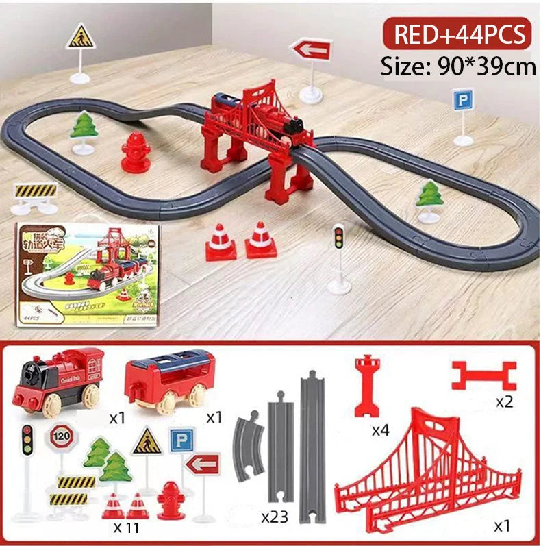 44 Teile/satz Elektrische Zug Track Sets Montage Schiene Zug Auto Spielzeug Junge Pädagogisches Simulation Modell Weihnachten Geburtstag Geschenk