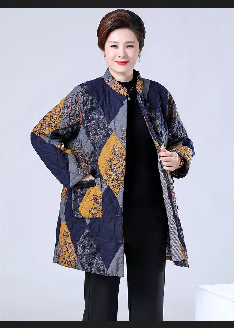 Lose Damen Herbst Winter Baumwollmantel mittleren Alters ältere Mutter dicke warme Jacke Oma Parkas 100 kg tragen 2XL-9XL