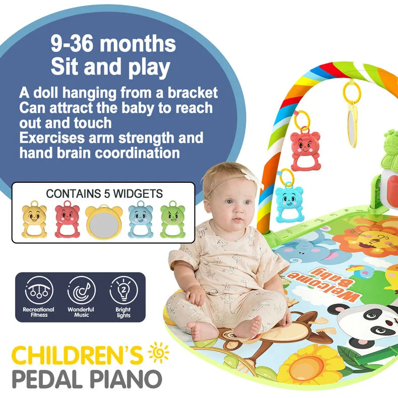 Baby Music Activity Gym Carpet Play Mat Newborn Rug Pedal Piano Keyboard Infant Fitness Rack Playmat Crawling Game Pad Toy Gift