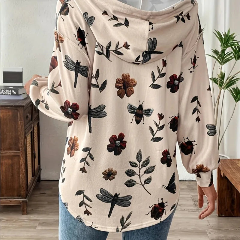Modische Mit Kapuze Zipper Gedruckt Sweatshirt Frauen Lange ärmeln Lose Vielseitig Herbst Und Winter Pullover Herbst Damen Kleidung