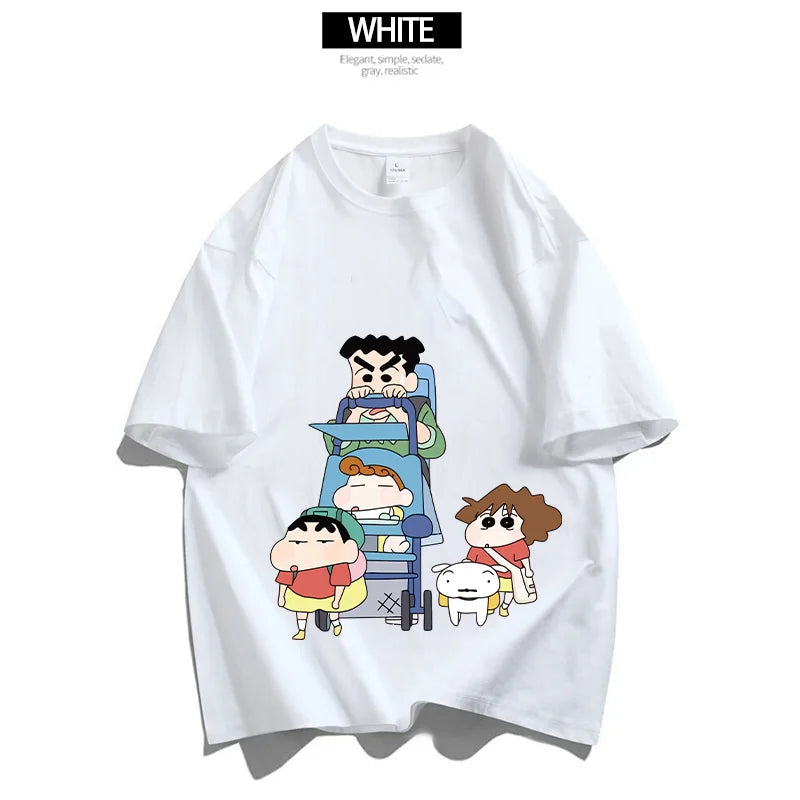 Crayon Shin-chan Dad Mom T-Shirt Kids Tops Adults Boy Girl Summer Parent-Child Clothes T-Shirt Family Partner Look Anime Gift