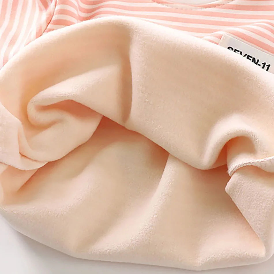 Warmes Baby-Kleidungsset mit Fleece-Futter für Kinder, Jungen und Mädchen, gestreifte Unterwäsche, Nachtwäsche-Set, ideal für Zuhause, Pyjamas, Herbst und Winter