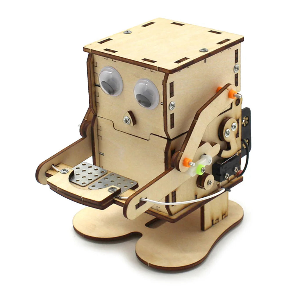DIY Roboter Münze-Fressendes Holzmodell Lehrreiches STEM-Projekt-Set für Wissenschaftsexperimente Bildungsspielzeug Holz-Bausatz