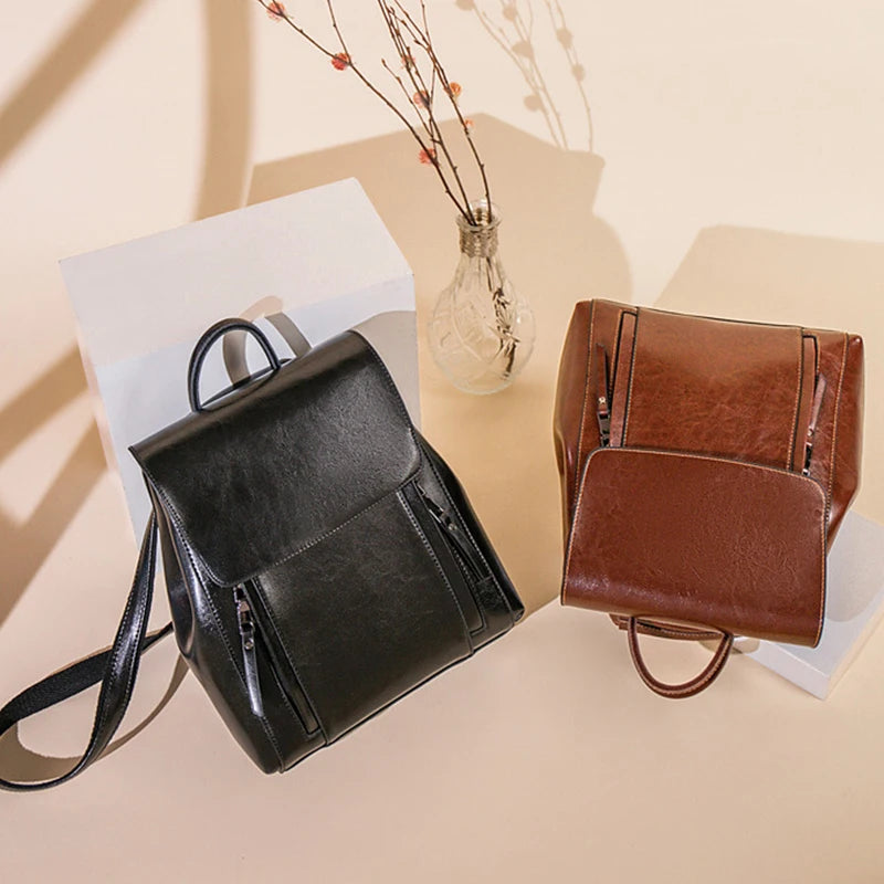 Frauen Rucksack Kreuz körper Schulter Tasche Aus Echtem Leder Mädchen Schule Weibliche Natürliche Haut Buch Laptop Rucksack Messenger Taschen