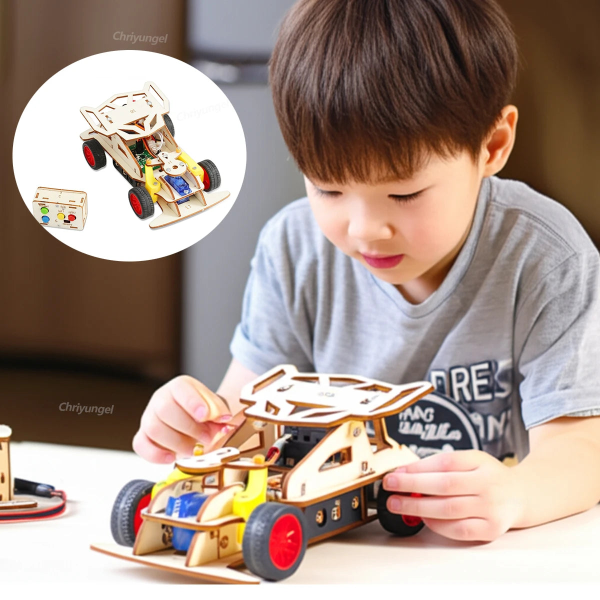 DIY Holz Fernbedienung Auto Mini Allradantrieb Rennwagen Wissenschaft Experiment Kits STEM Lernspielzeug für Teenager Kinder Geschenke