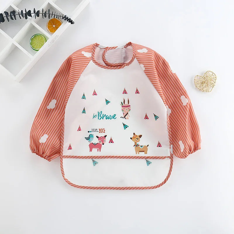 Wasserdichte Volle Hülse Baby Lätzchen Kinder Schürze Langarm Fütterung Kittel Kinder Essen Brust Platte Säuglings Schal Kleidung