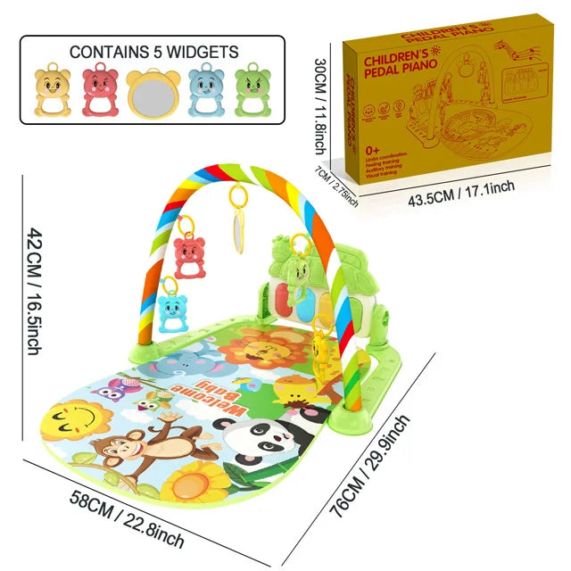 Baby Music Activity Gym Carpet Play Mat Newborn Rug Pedal Piano Keyboard Infant Fitness Rack Playmat Crawling Game Pad Toy Gift