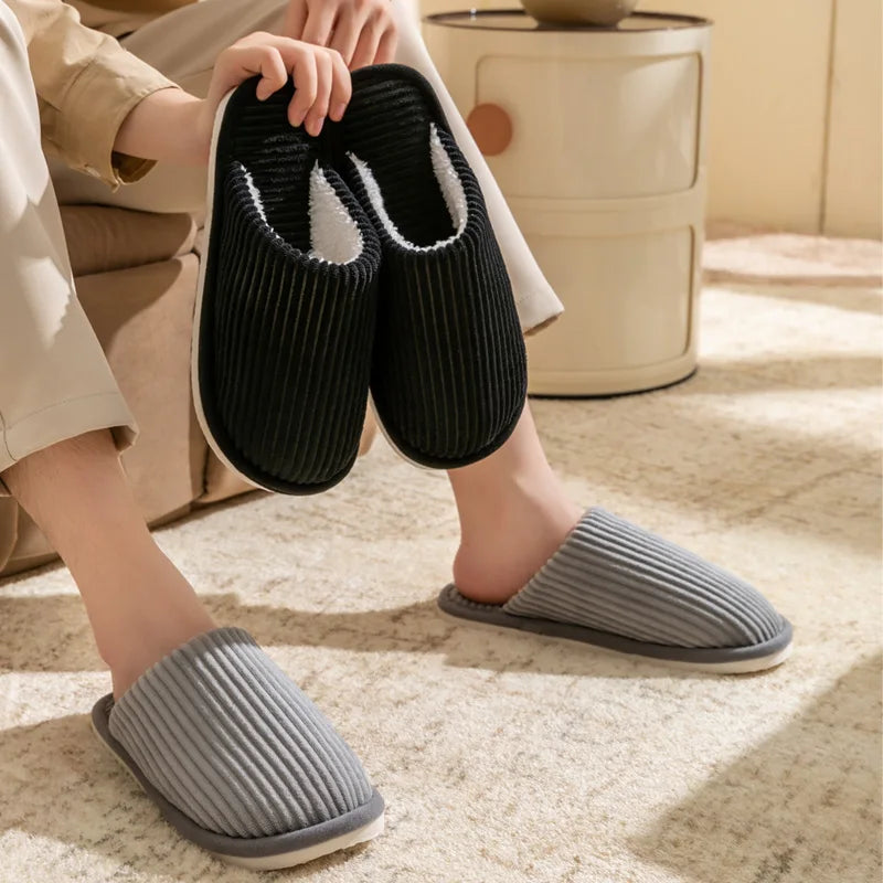Winter warme Plüsch Herren Hausschuhe rutschfeste weiche Schuhe Komfort flache Ferse Indoor Schlafzimmer Paar Hausschuhe für Zuhause Schuhe im Herbst