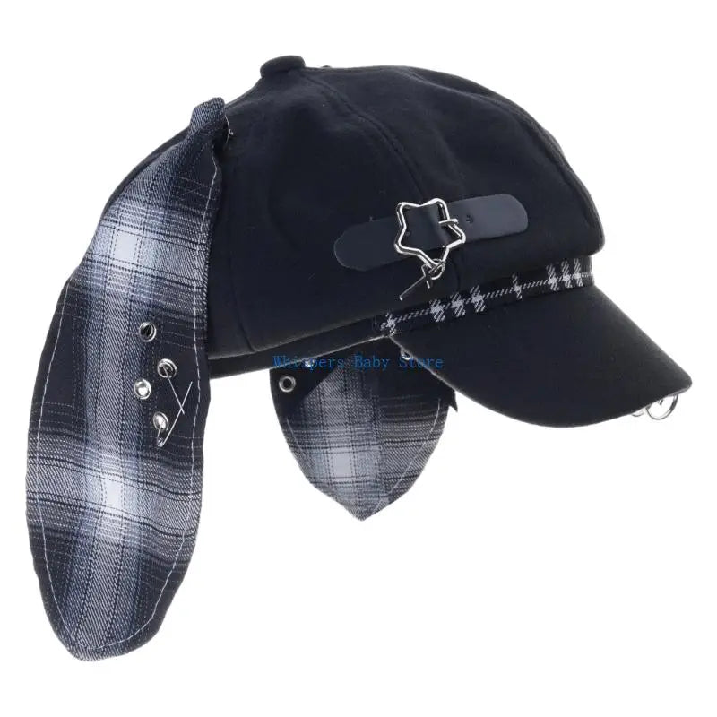 U90E Baskenmütze, Ohren, Malermütze, Cabbie-Mütze, Metall-Charm, Opa-Mütze für Herbst und Winter