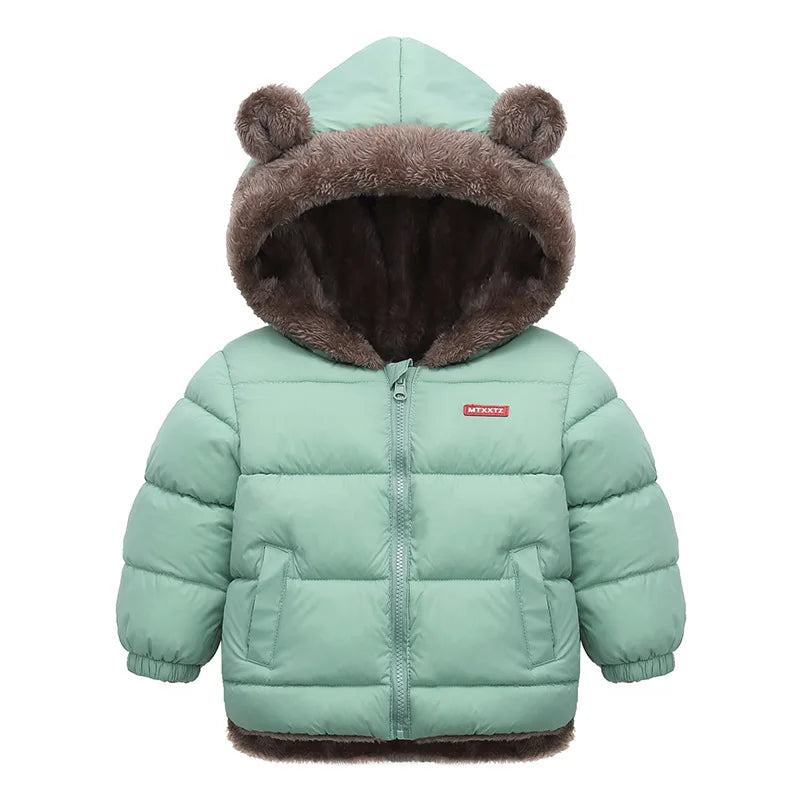 Jungen Mädchen Dicke Jacken Winter Kinder Gepolsterte Fleece Warme Mäntel Kinder Mit Kapuze Baumwolle Oberbekleidung Kinder Kleidung Kaschmir Schneeanzug