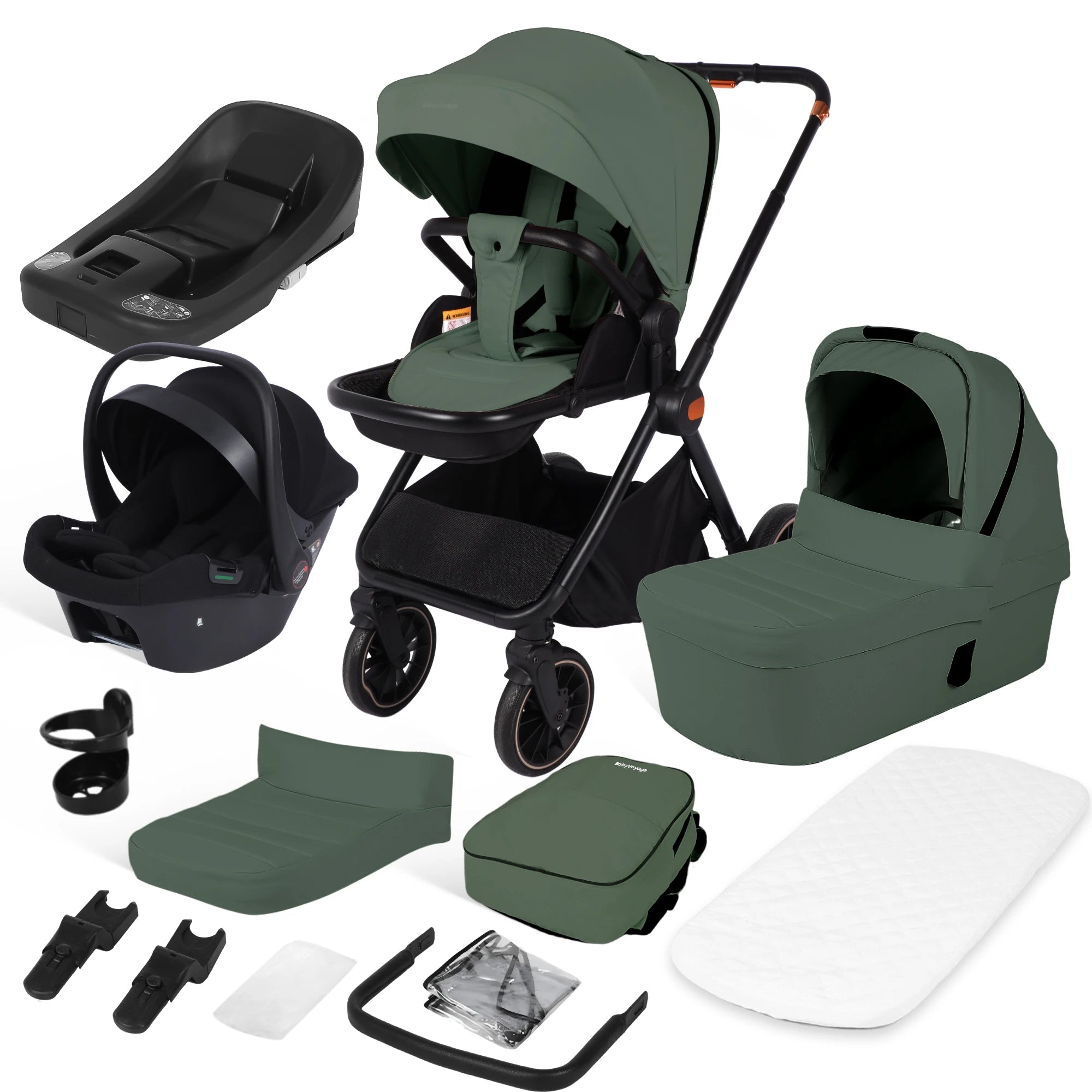 4-in-1-Kinderwagen mit Babyschale und ISOFIX-Basis, multifunktionaler, umkehrbarer Kinderwagen für Neugeborene, Hochsitz-Reisesystem