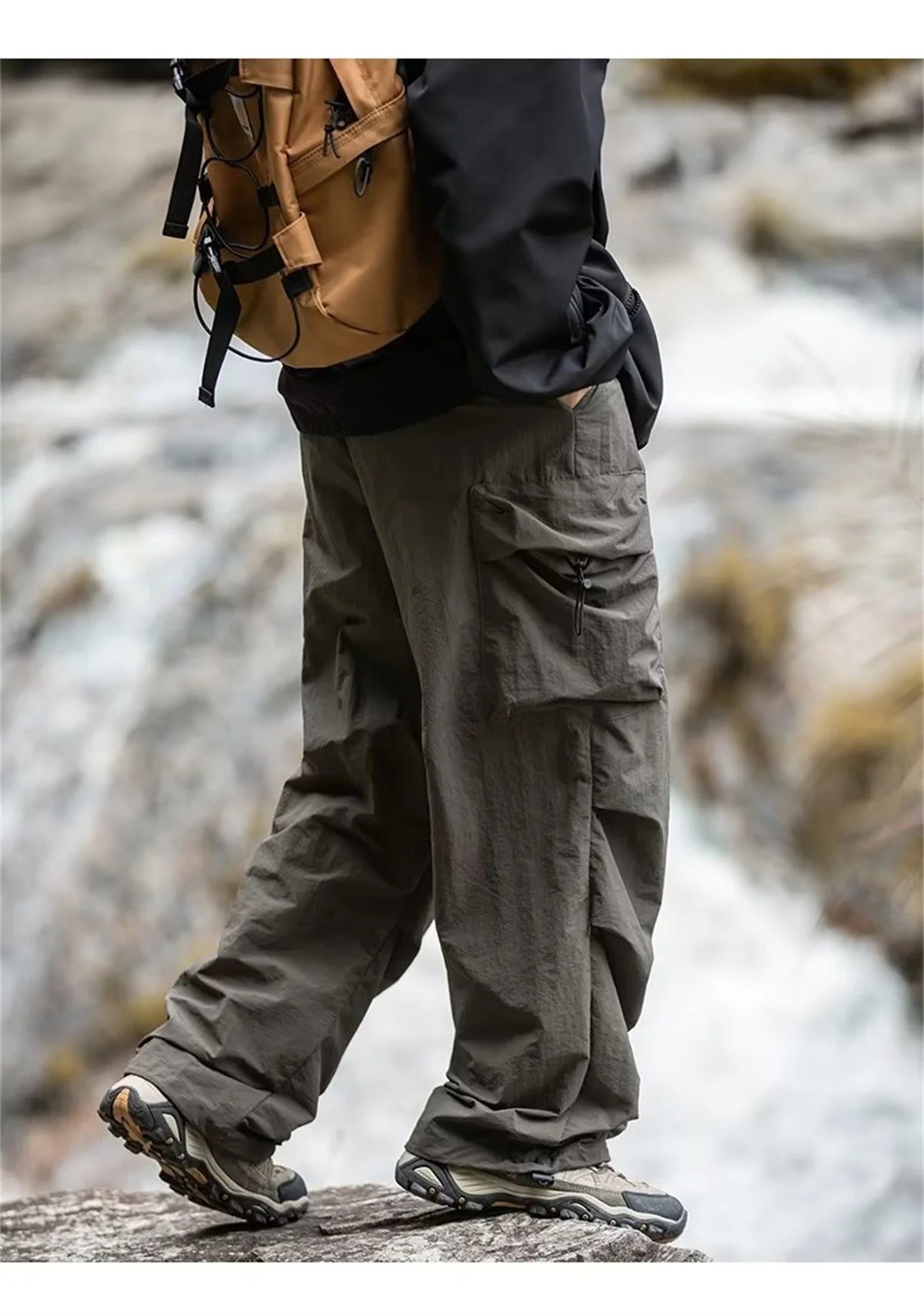 Herren Frühling und Herbst neue wasserdichte Hip Hop Bergsteiger hose lässige Harajuku Arbeits hose schwarze Cargo Outwear Hose