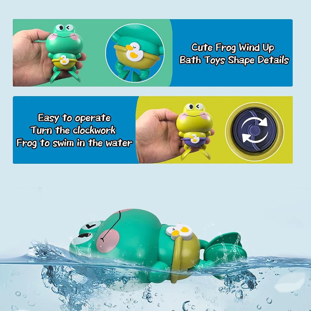 Aufziehbares Schwimm-Frosch-Badespielzeug für Kleinkinder, ohne Batterie, formfreies ABS-Montessori-Wasserspielzeug für Kinder