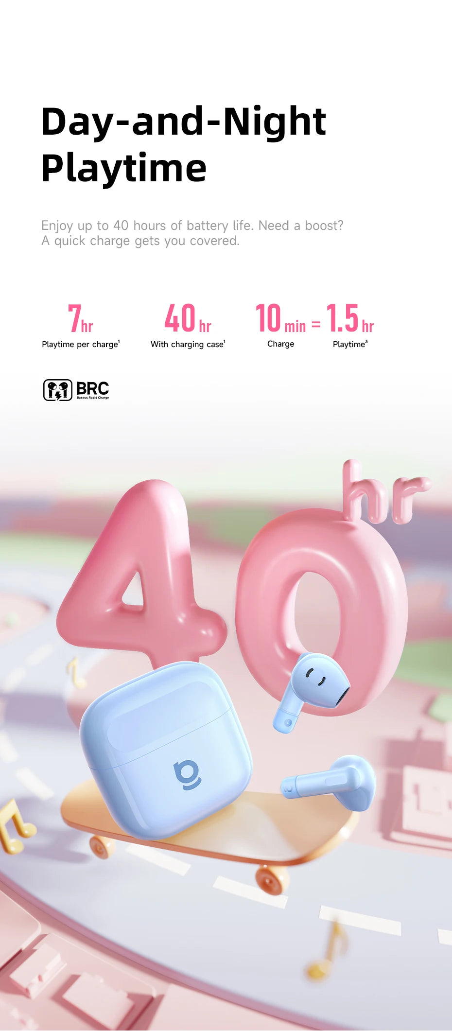 Baseus Bass BS2 Lite True Wireless Earbuds Bluetooth 6.0 Semi-In-Ear-Kopfhörer 2-Mikrofon AI ENC 40H Spielzeit IP55 SuperBass Ohrhörer