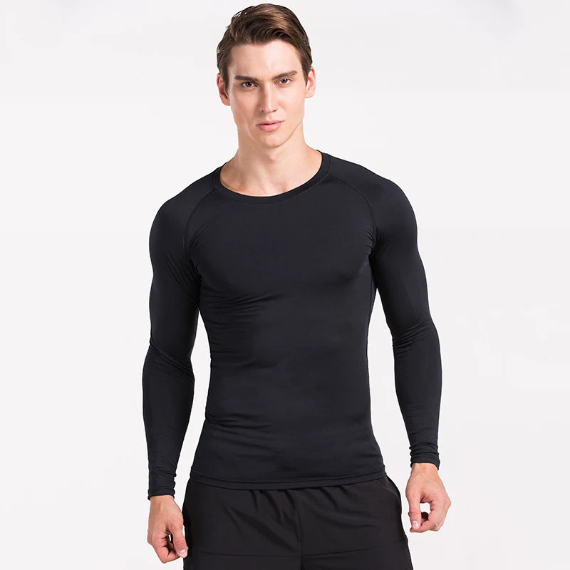 Kompressions-Laufshirt für Herren, schnell trocknend, langärmelig, Sportbekleidung für Herren, Fitness-T-Shirt, Training, Workout, Muskel-Top