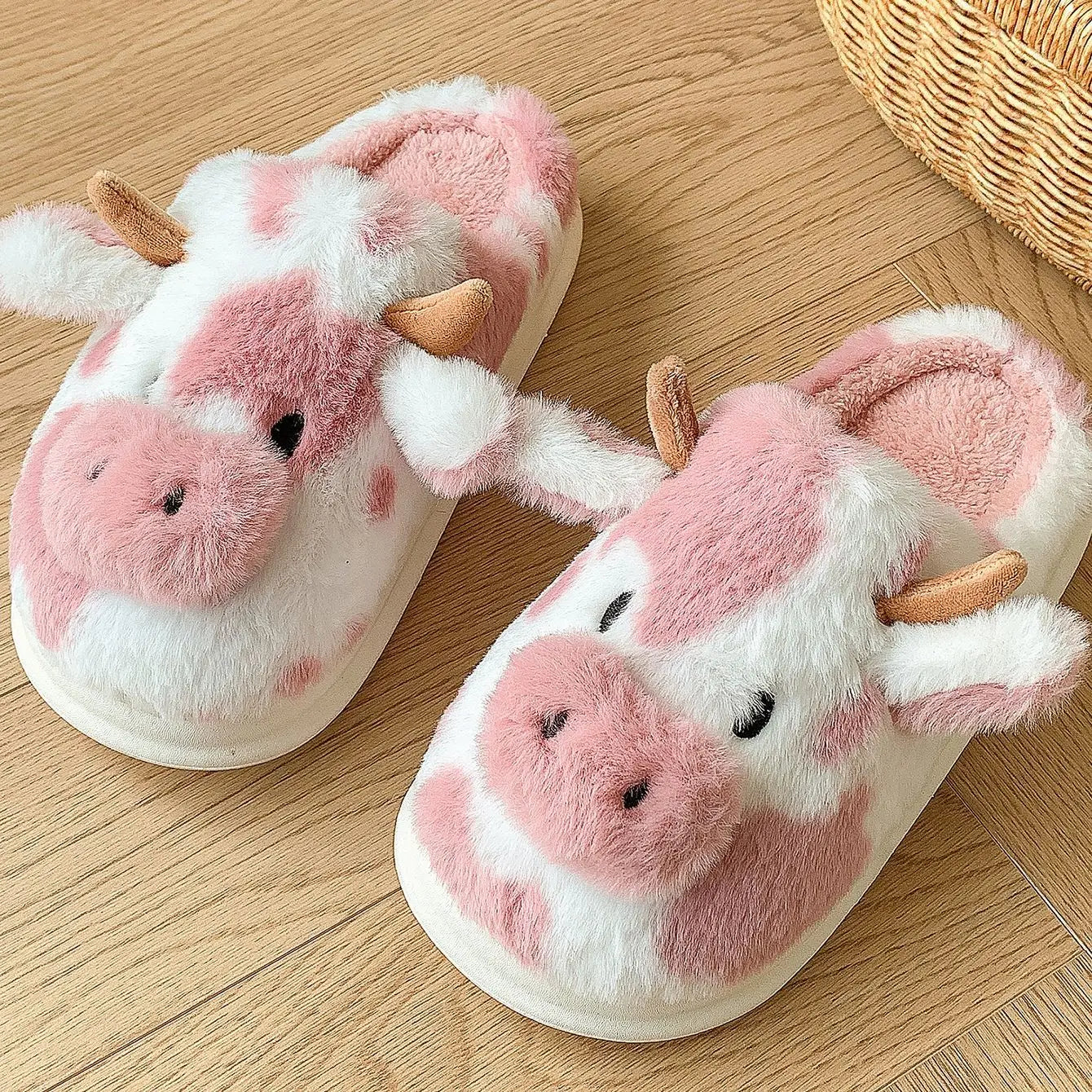 Cute Cow Plush Slippers