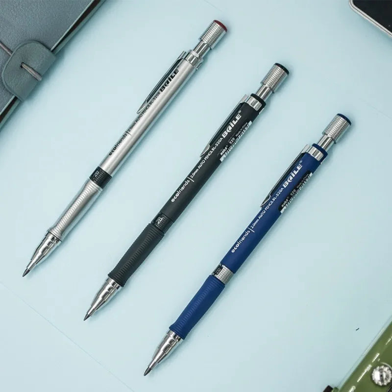 Druckbleistift-Set 2,0 mm mit 2B-Schwarz/Farben-Minenminen zum Schreiben, Skizzieren, Kunst, Zeichnen, Malen, Schule, automatischer Bleistift
