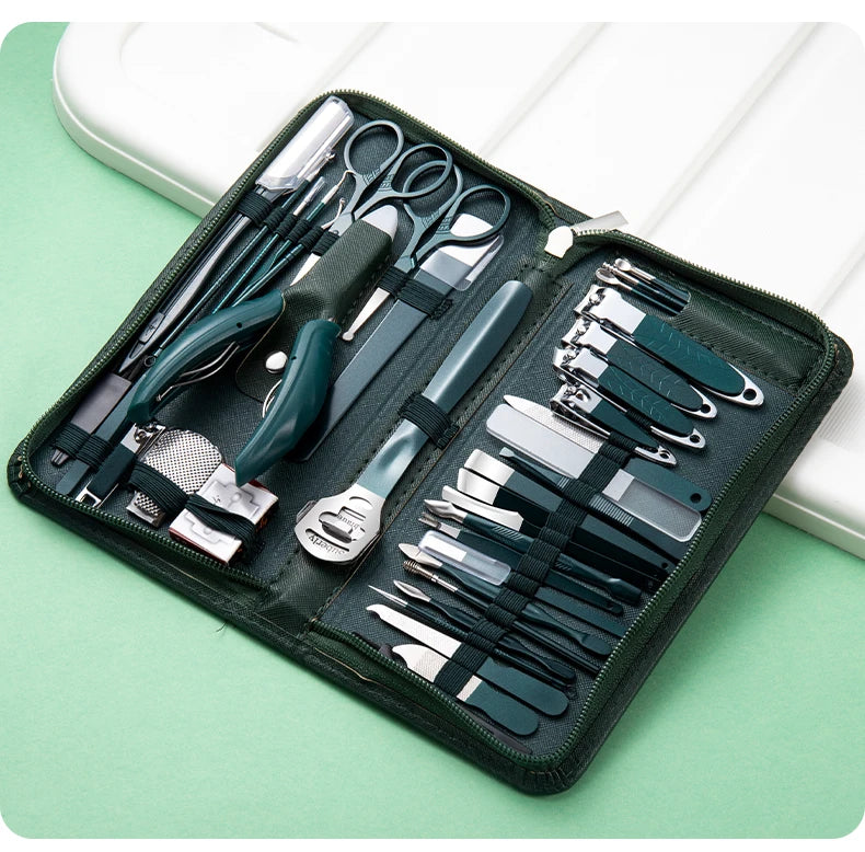 40 Stück Maniküre Set Nagel knipser Kit Nagel hauts chere Edelstahl Fußpflege werkzeuge mit Ledertasche Fuß raspeln Kallus rasierer