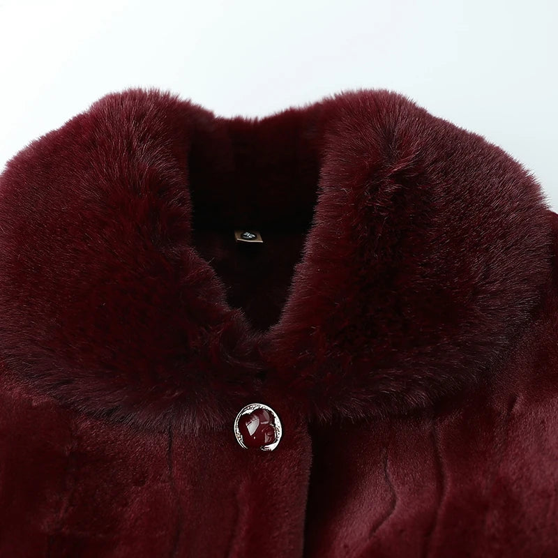 Große Größe mittleren Alters ältere Frauen Nerz Mantel Winter verdicken Baumwolle gepolsterte Kunstpelz Jacke High-End Oma Samt Pelzmantel