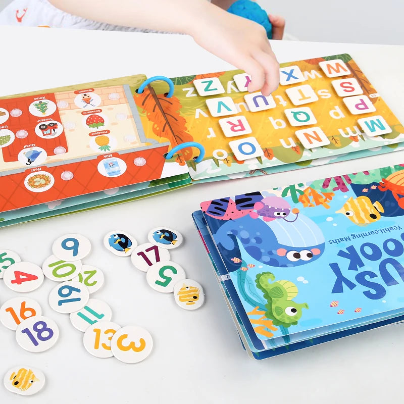 Neue Montessori-Szenenaufkleber für Kinder, DIY-Hand-on-Puzzle, wiederverwendbare Bücher, Cartoon-Lernkognitionsspielzeug für Kinder, Geschenk