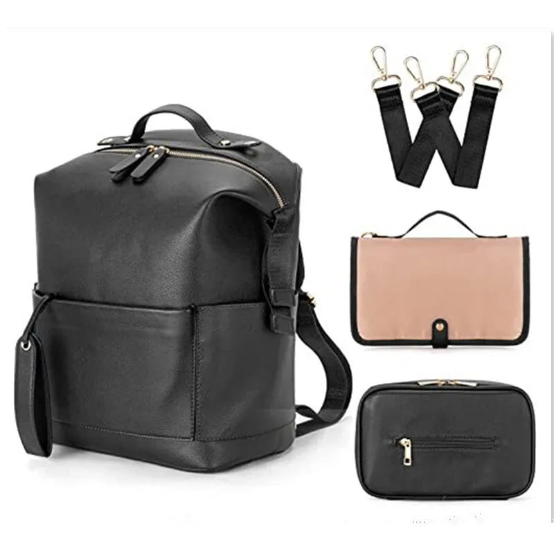 Mama Tasche Pu Mama Rucksack Mutter Baby Haut Leder Doppel Schulter Tasche Baby Windel Tasche Baby Reise Lagerung Tasche Kinderwagen Tasche