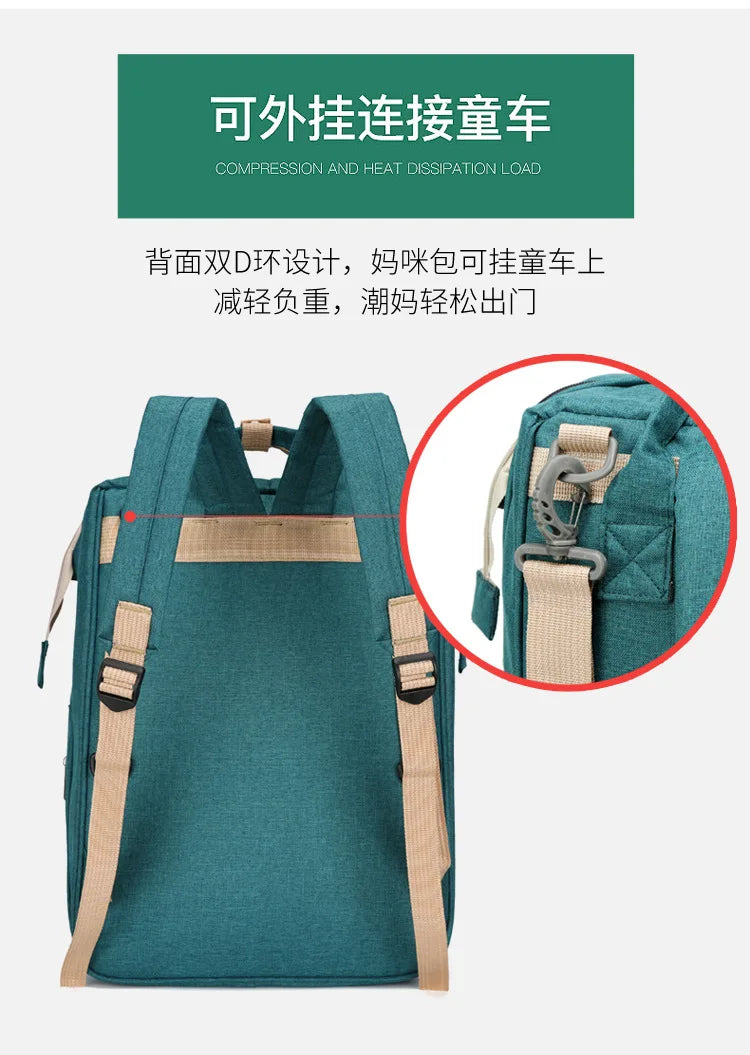 Mama Wickeltaschen Babybett Mutter Große Kapazität Windel Milchflasche Rucksäcke mit Wickelunterlage Praktische Baby-Stilltaschen Geschenk