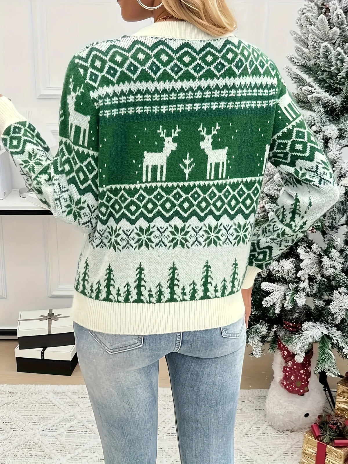 Weihnachten frauen Pullover Langarm Rundhals Elch Druck Festliche Vielseitige Pullover Sueter Frauen Winter Herbst Pullover Damen