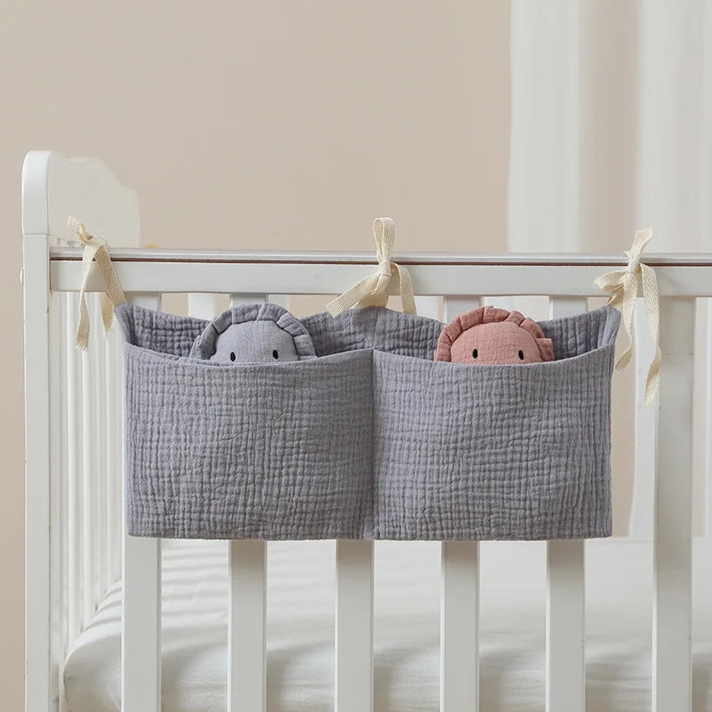Babybett-Organizer, Kinderbett, Caddy, Bett, Aufbewahrungstasche, 2 Taschen, Nachttisch, hängende Windel, Kinderzimmer, Spielzeug, Tasche, Windeln, Kinderwagen, Organisieren
