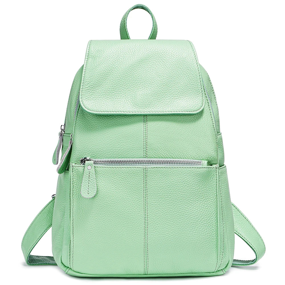 Zency Stilvoller Damen-Rucksack aus echtem Leder in Weiß und Schwarz, A++-Qualität, Diebstahlsicherer Rucksack mit großem Fassungsvermögen, Reise-Designer-Rucksack