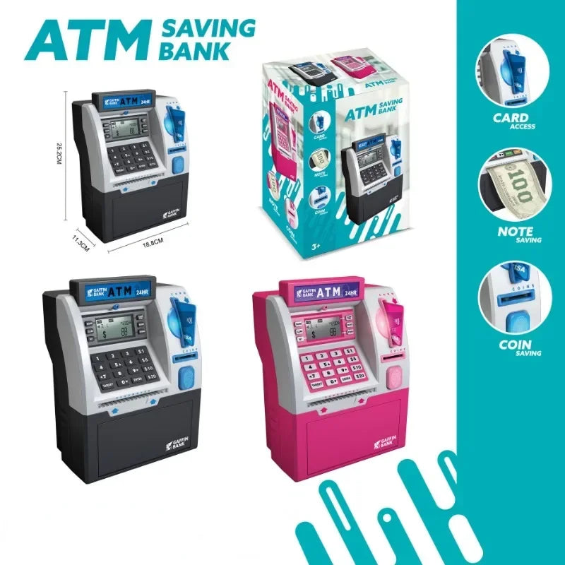 Kinder ATM Automatische Anzahlung Kassierer Maschine Spielzeug Smart Passwort Swipe Karte Sparen Box Kinder Elektronische Sparschwein Weihnachten Geschenk