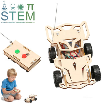 DIY Holz Fernbedienung Auto Holz Allradantrieb Racing Montage Wissenschaft Experiment Kits KINDER STEM Lernspielzeug