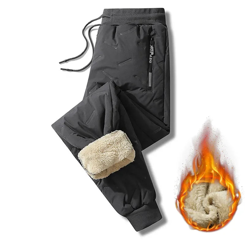Winter Sweatwear Männer Plüsch Dicke Fleece Sweatpant Lammwolle Thermo Hosen Casual Hosen Wasserdicht Winddicht Warme Baumwolle Hosen