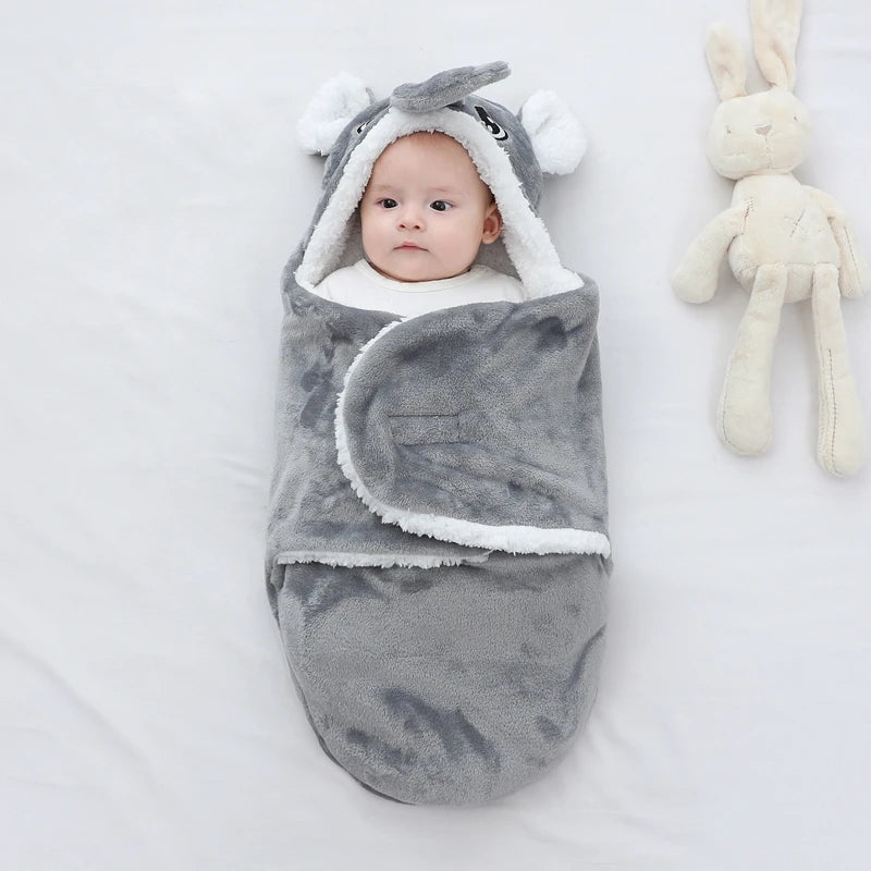 Weiche Baby-Schlafsäcke, warm, für Herbst und Winter, Wickeldecken für Neugeborene, CartoonCocoon für Babys, Flanell-Baby-Schlafsack, 0–9 Monate