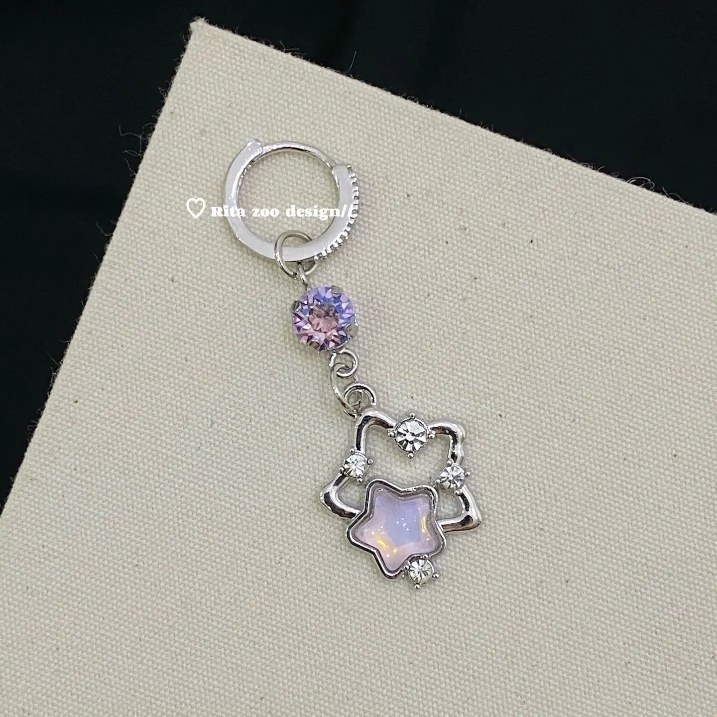 Französischer Süßer Stern-Handyanhänger Y2K Ästhetischer Kristallherz-Anhänger Kawaii Taschenanhänger Trendiger Schmuck Geschenk für Mädchen