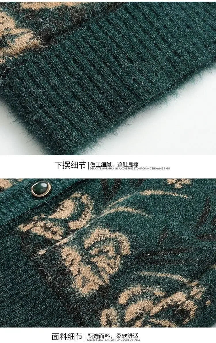 Mittelalterliche Mutter Strickjacke Pullover Mäntel Frühling Herbst Damen Langarm Strickwaren Oberteile 60-70 Jahre alte Oma Kleidung KX16