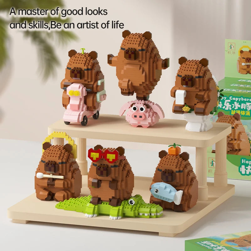 „Capybara Bausteine Set – Süßes Wasser-Meerschweinchen-DIY-Modell |   Lustiges STEM-Spielzeug für Kinder und Erwachsene