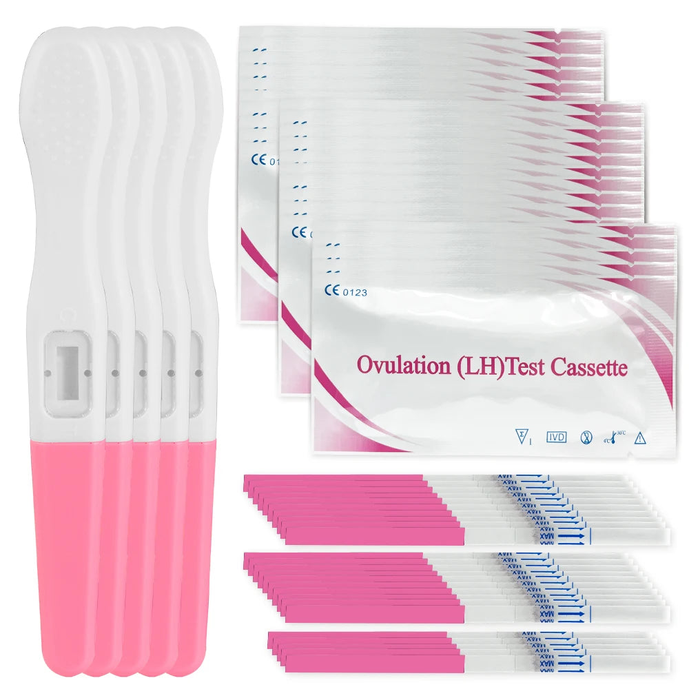 Kit with Pelvifine Ovulation and Pregnancy Test Strips: 25 Ovulation Strips and 5 Pregnancy Test Sticks – Accurate Fertility Tracker