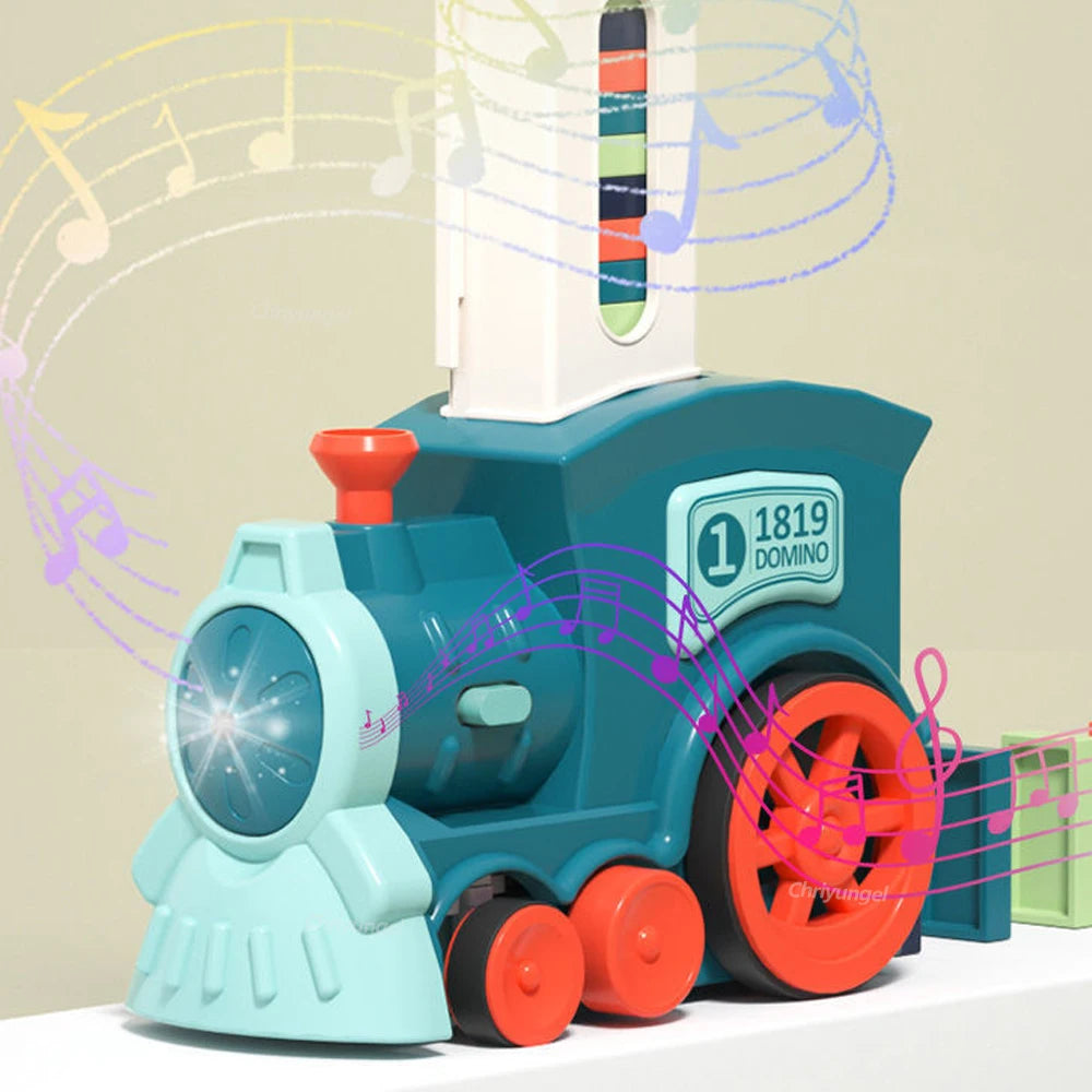 Domino-Zug für Kinder, automatisches Verleggen von Elektroautos, buntes Dominosteinen-Set, Ziegelblöcke, Kits, Spiele, Lernspielzeug, Geschenk für Mädchen und Jungen