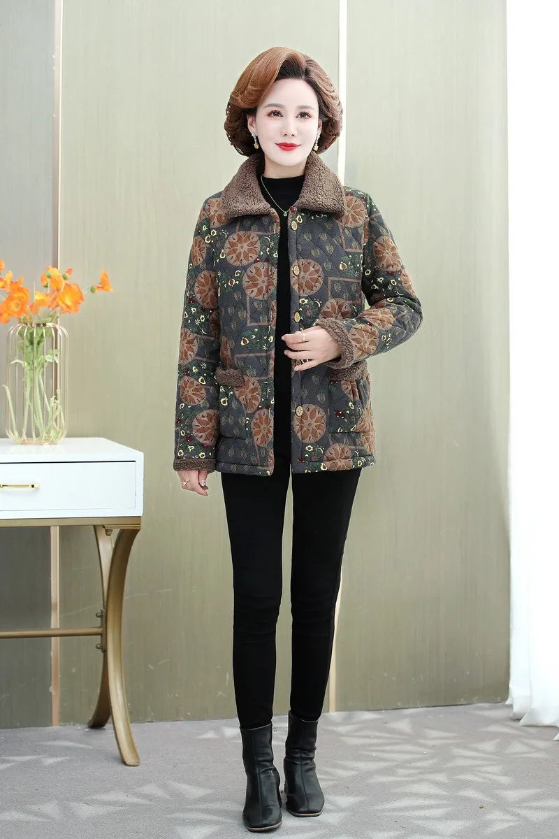 Mutter Winter Baumwolle Kleidung Plüsch Dicke Warme Gepolsterte Mantel Mittleren Alters Mutter Casual Parkas Ältere Oma Jacke