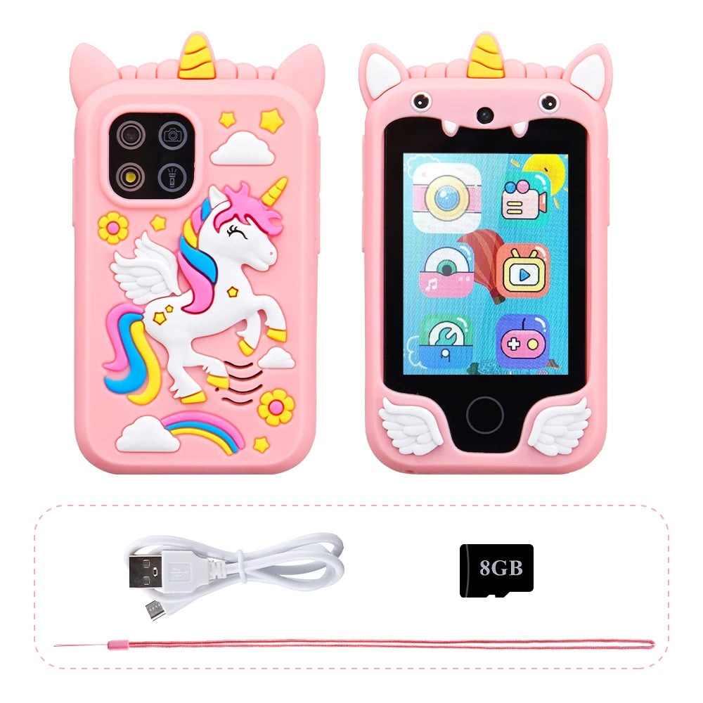 Kinder Smartphone Kamera Spielzeug Touchscreen Einhorn Baby Mobile MP3-Player Digital kamera Lernspiel zeug für Mädchen Jungen Alter 3-8