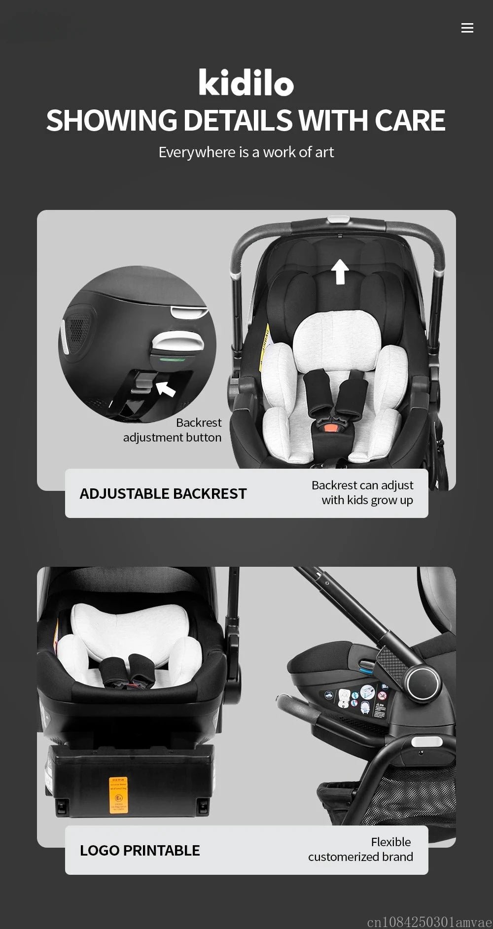 4-in-1 Kinderwagen, Luxuriöser Tragbarer Leichter Babywagen mit ISOFIX-Basis und Kindersitz für Neugeborene