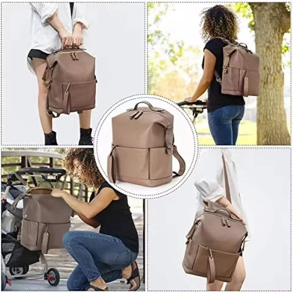 Mama Tasche Pu Mama Rucksack Mutter Baby Haut Leder Doppel Schulter Tasche Baby Windel Tasche Baby Reise Lagerung Tasche Kinderwagen Tasche